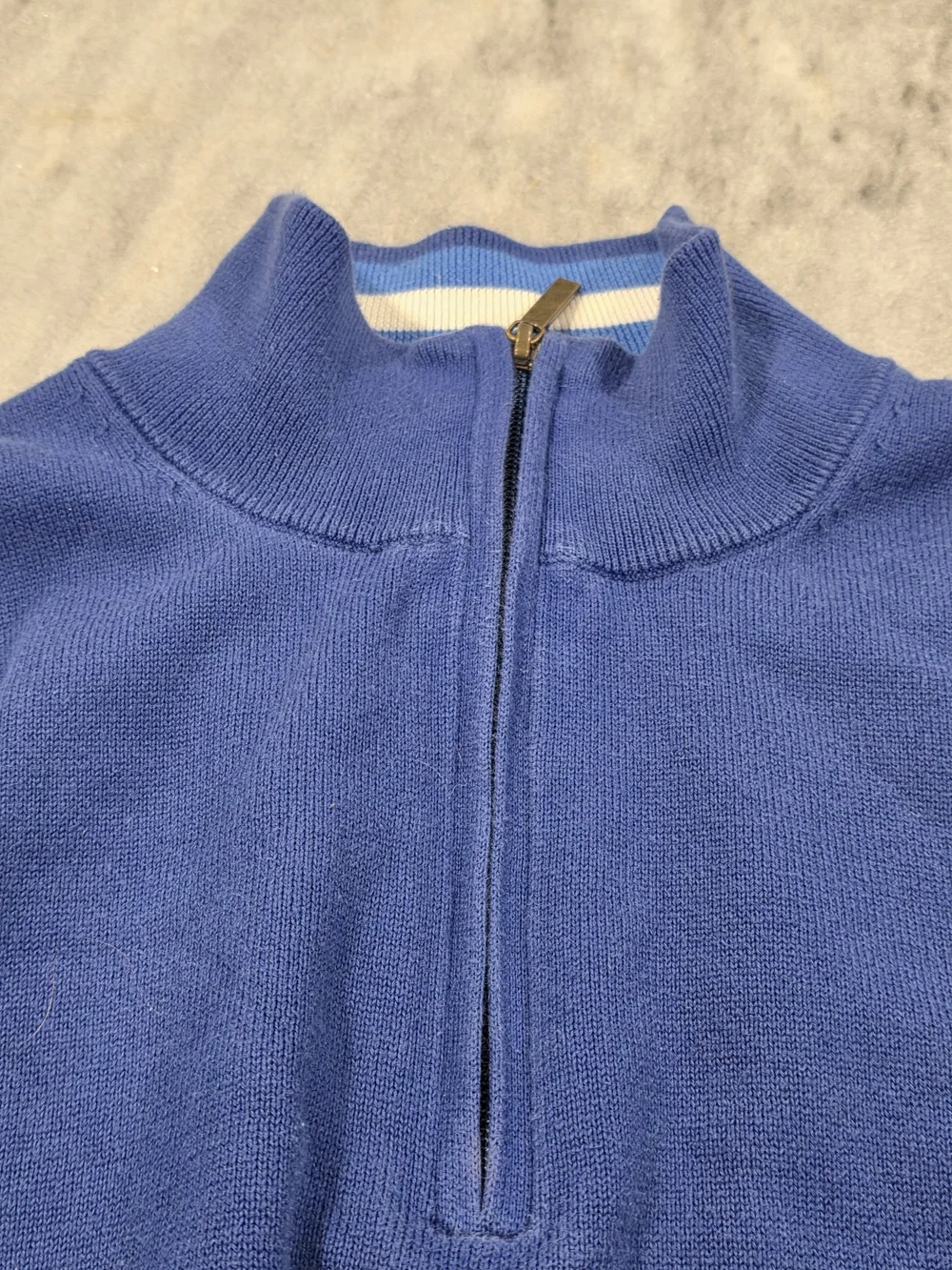 Men's Medium Brooks Brothers Cotton Blend Quarter Zip Pullover Blue Sweater